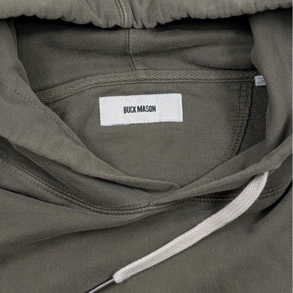Buck Mason Brushed Loopback Hoodie Mens Large Olive Green Casual Modern - Picture 4 of 9